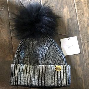 Rose + Pom Metallic Silver Pom Hat